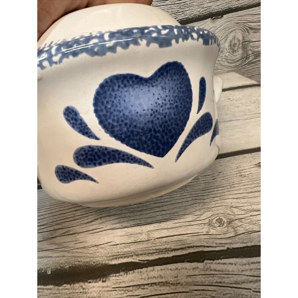 Vintage Ceramic Mini Casserole 2 Dishes W Lids Blue Heart Grannycore Cottagecore